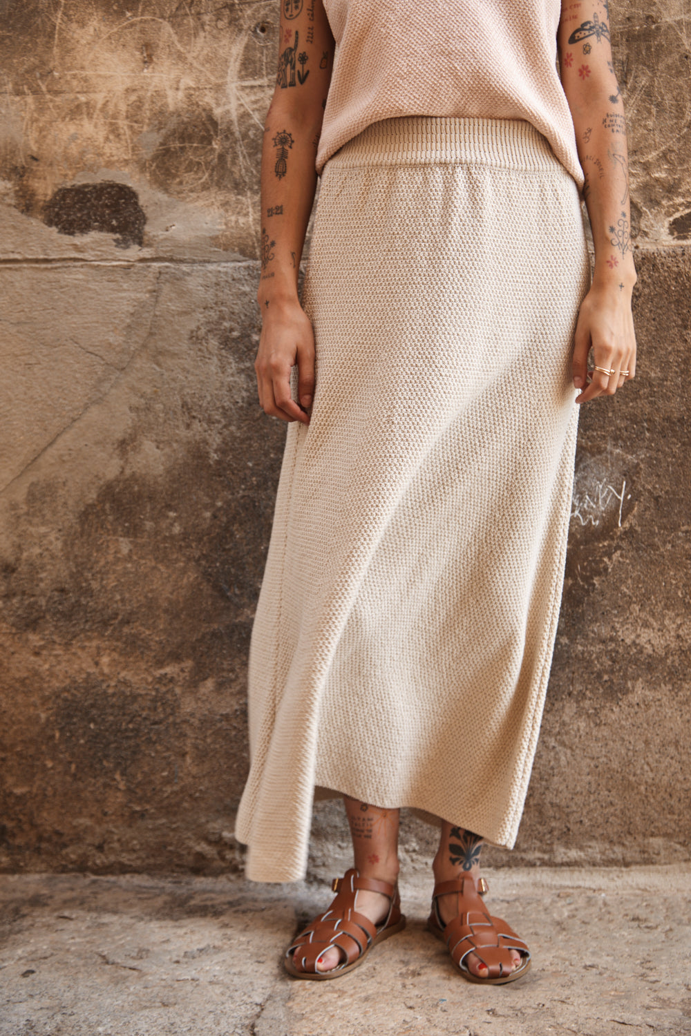 GILDA Long Skirt in Organic Cotton - Off-White - L'ENVERS