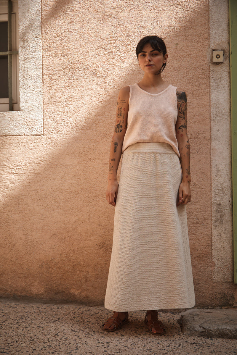 GILDA Long Skirt in Organic Cotton - Off-White