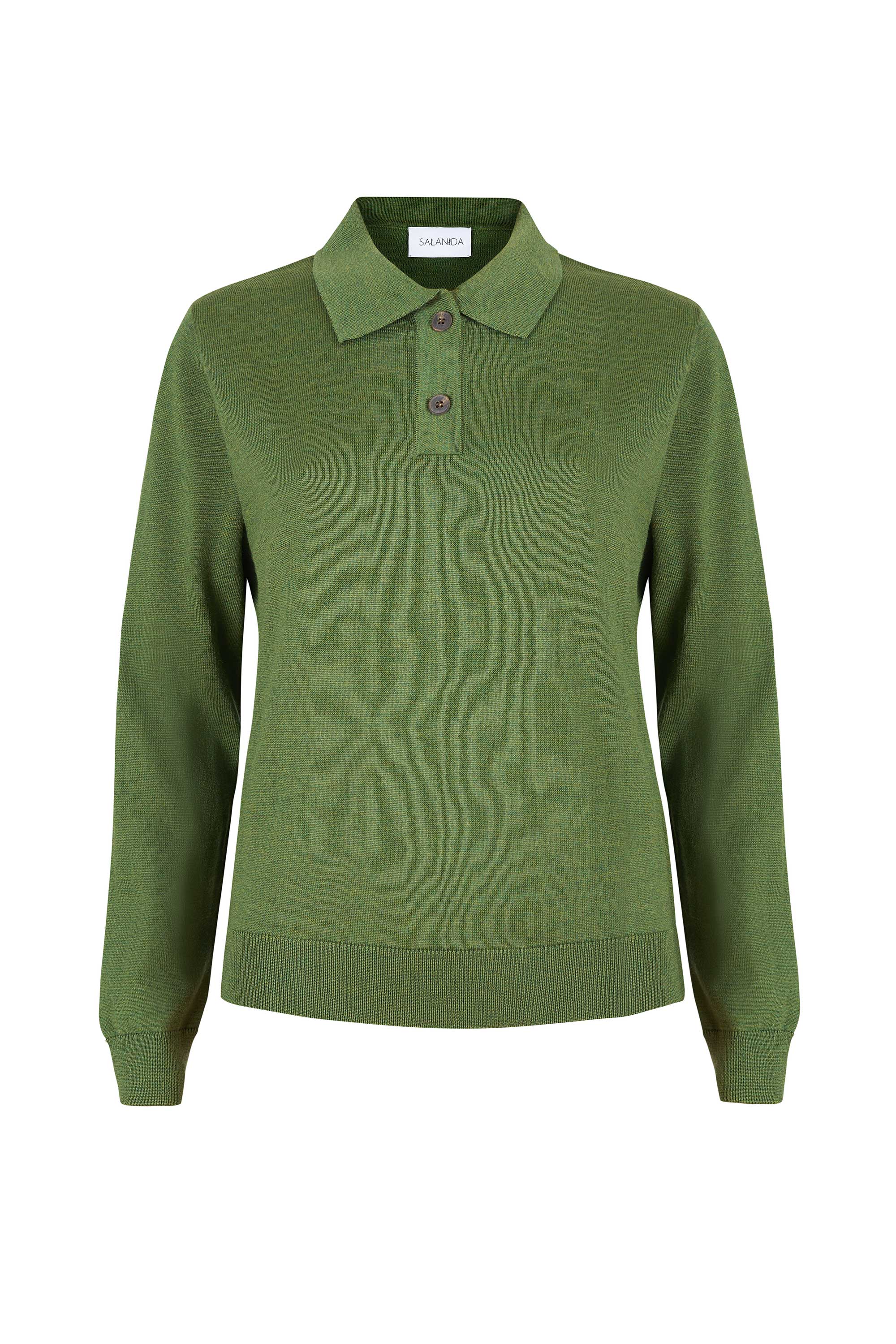 Galante 100% Merino Polo Top Olive Green