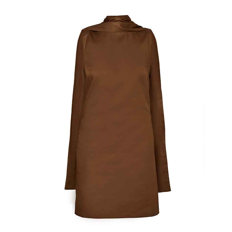 Jardin Scarf Mini Dress in Coffee