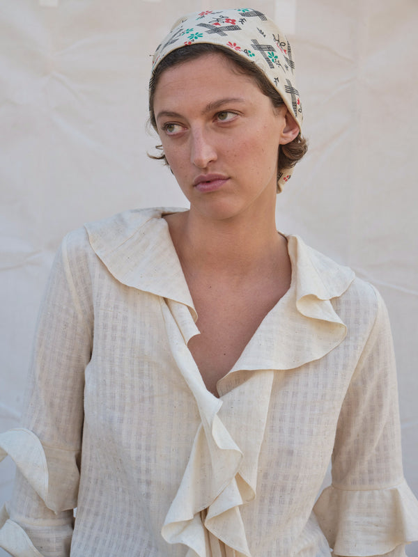 Foxglove Blouse in Cream Check