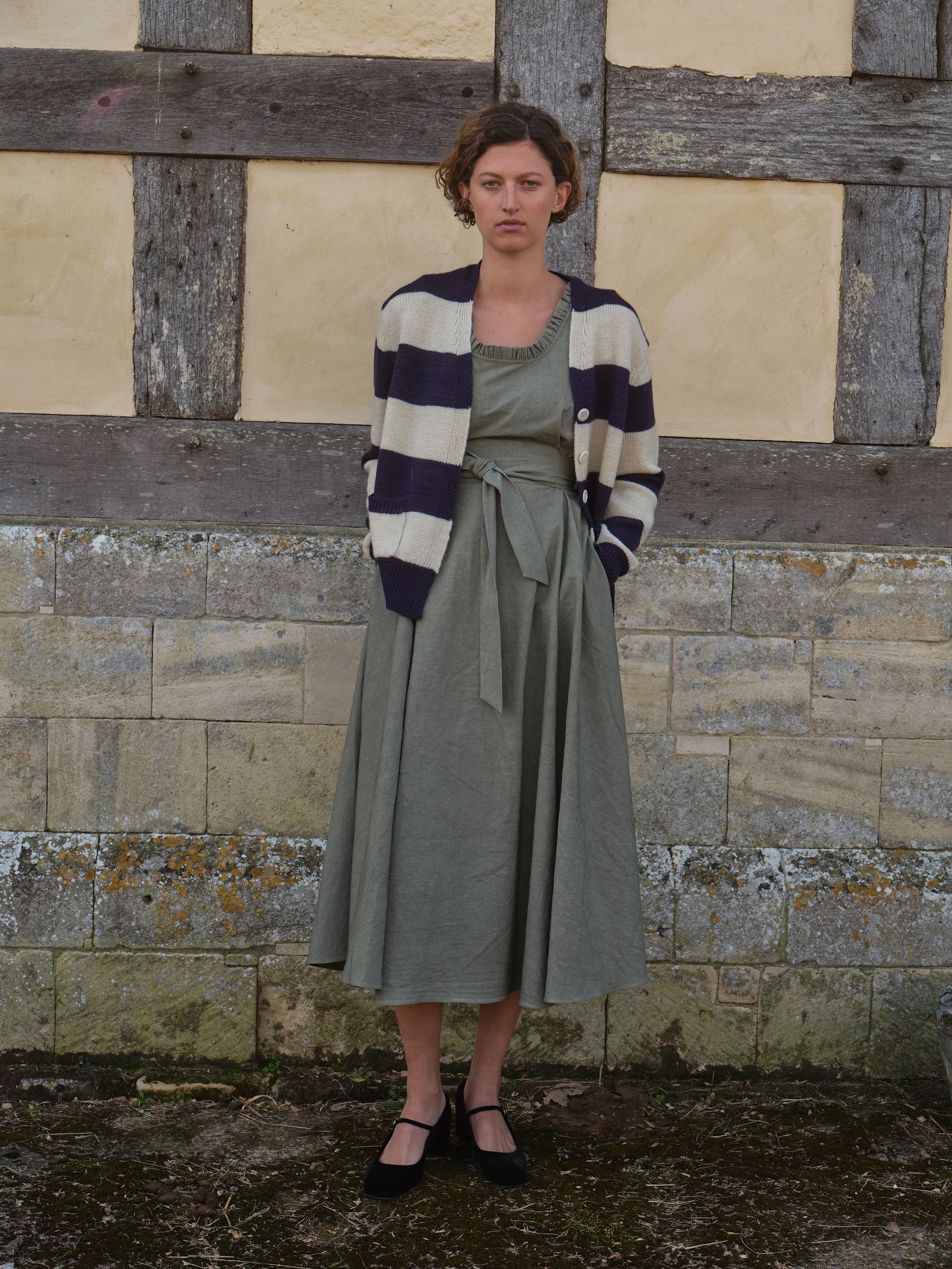 Pendle Cardigan in Damson & Ecru