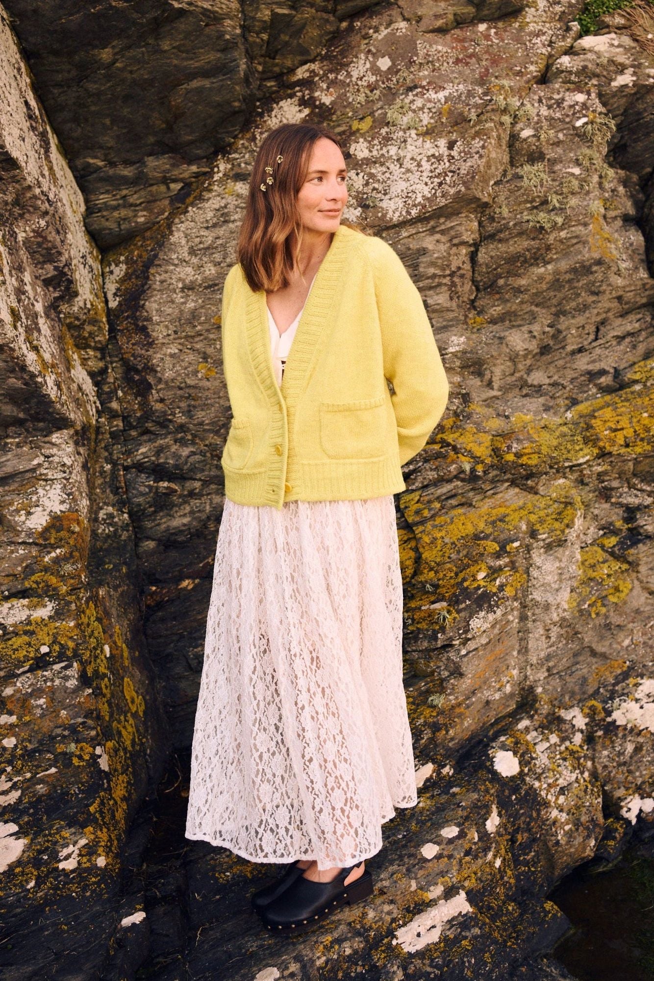 Ingleton Crop Cardigan in Lemon