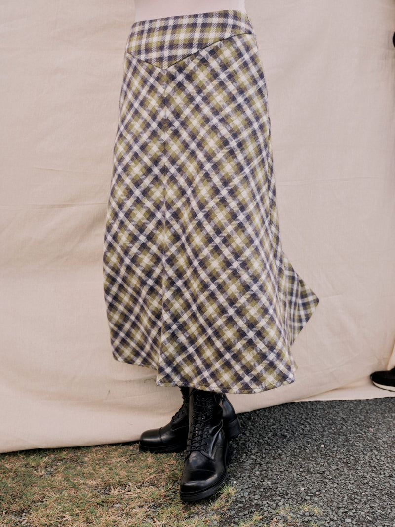 Penrith Midi Skirt in Forest Tartan