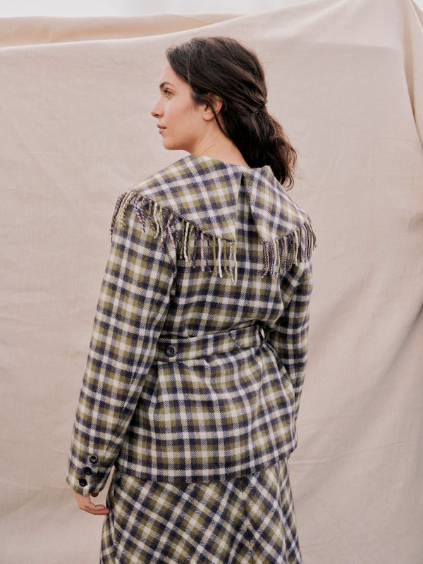Penrith Fringed Jacket in Forest Tartan