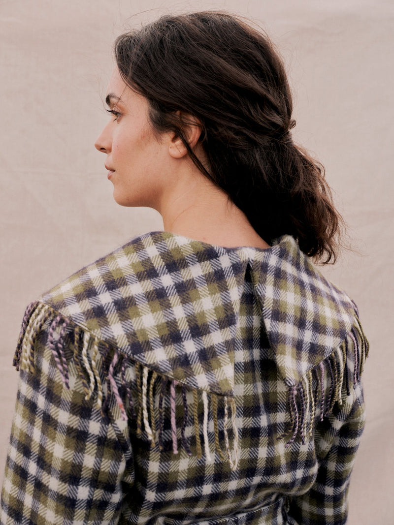 Penrith Fringed Jacket in Forest Tartan