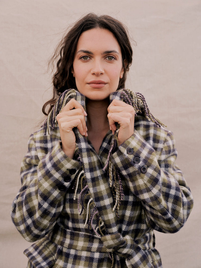 Penrith Fringed Jacket in Forest Tartan