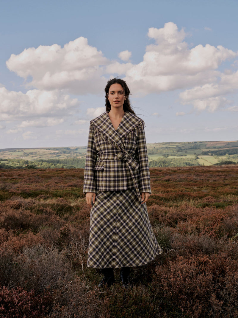 Penrith Fringed Jacket in Forest Tartan