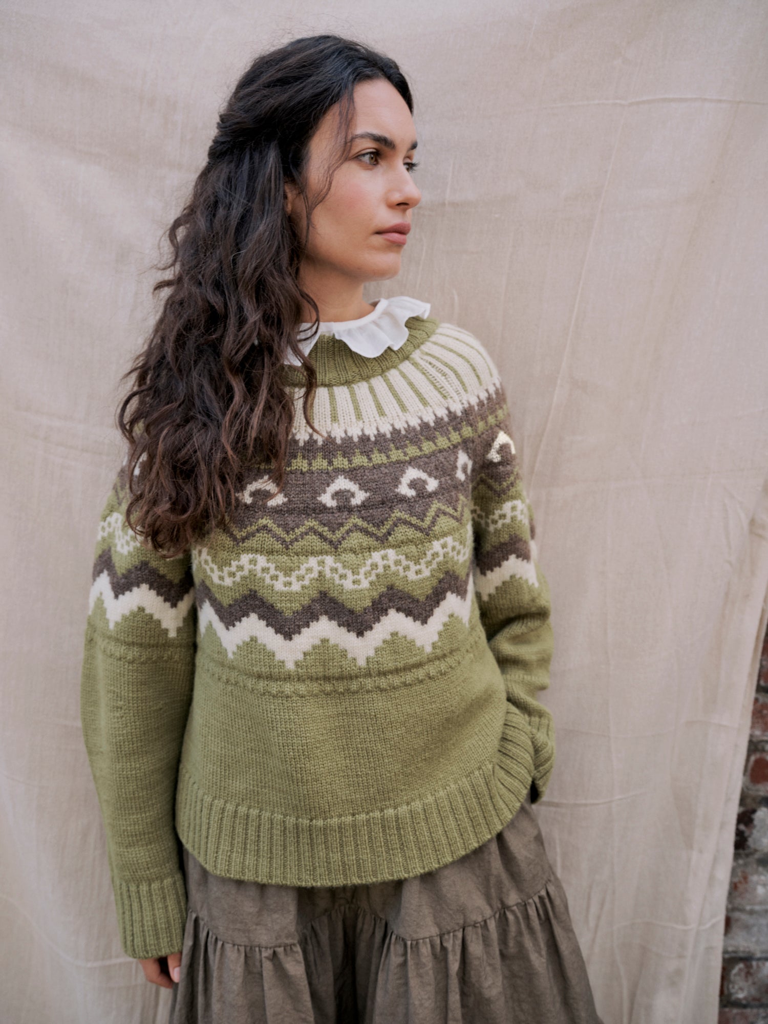 Fleetwood Jumper in Moss with Ecru & Peat