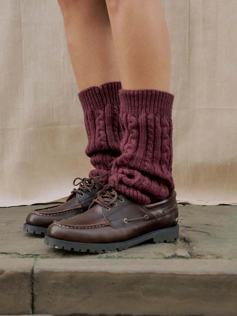 Whitby Leg Warmers in Plum