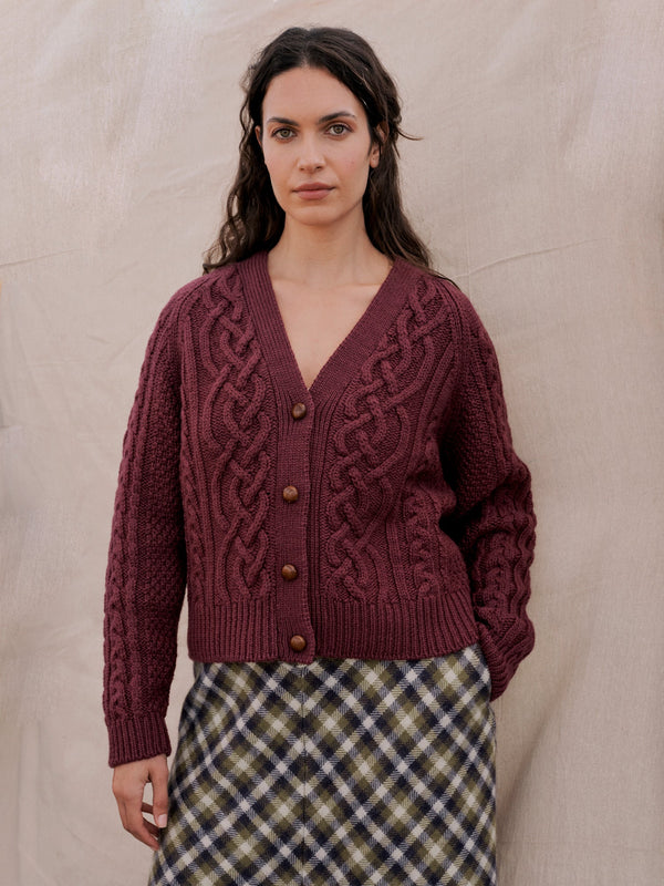 Whitby Cardigan in Plum