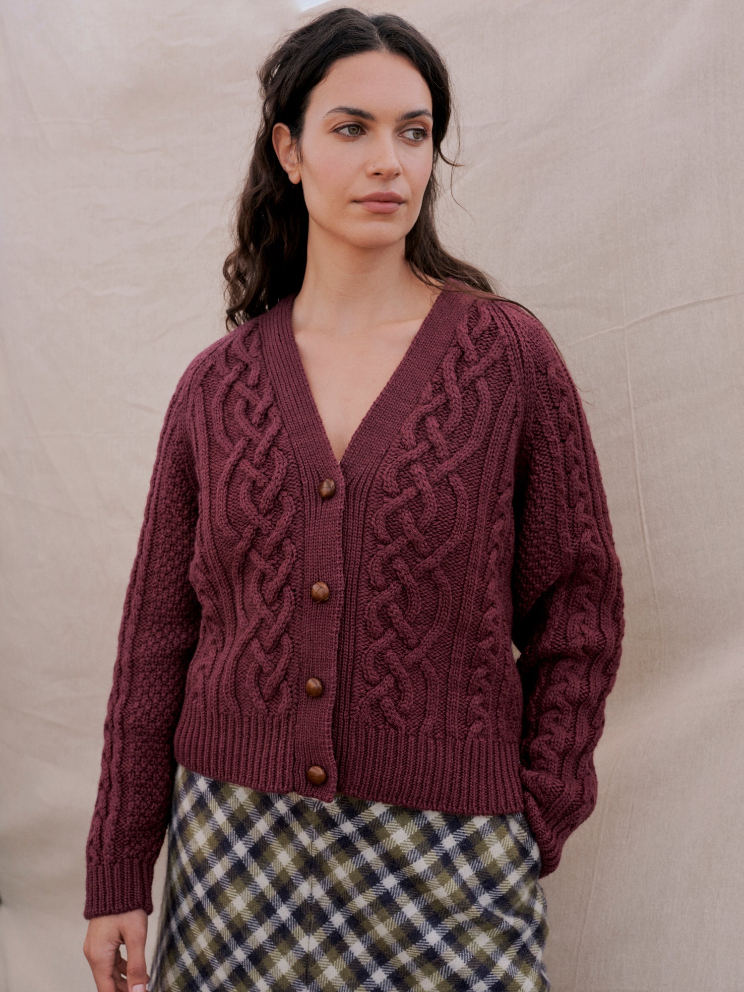 Whitby Cardigan in Plum