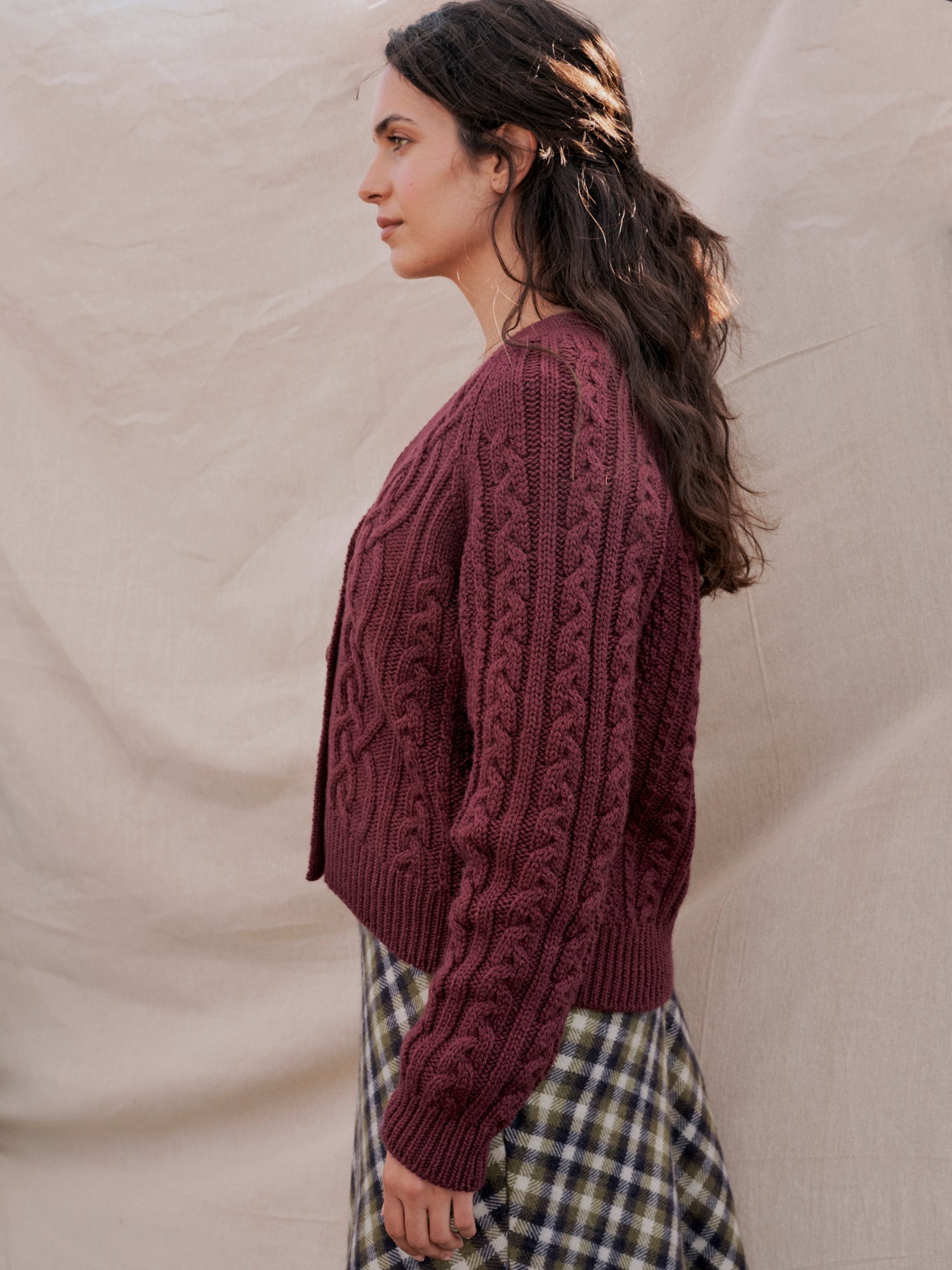 Whitby Cardigan in Plum