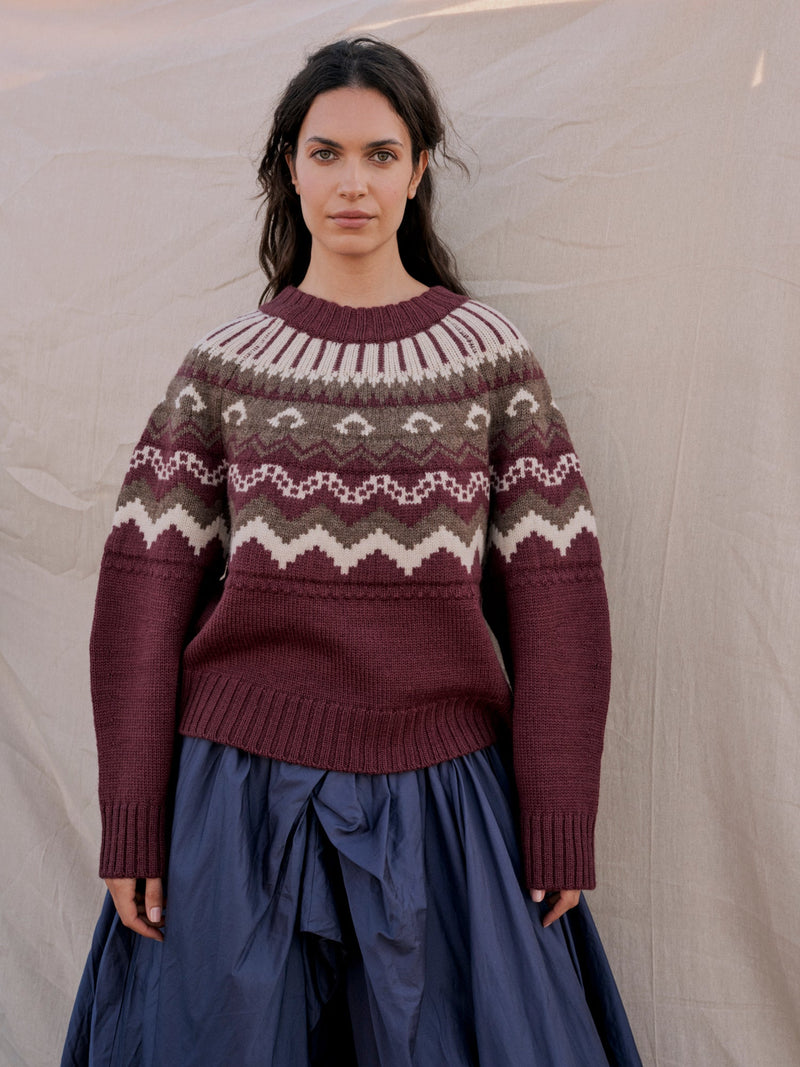 Fleetwood Jumper in Plum with Loam & Ecru