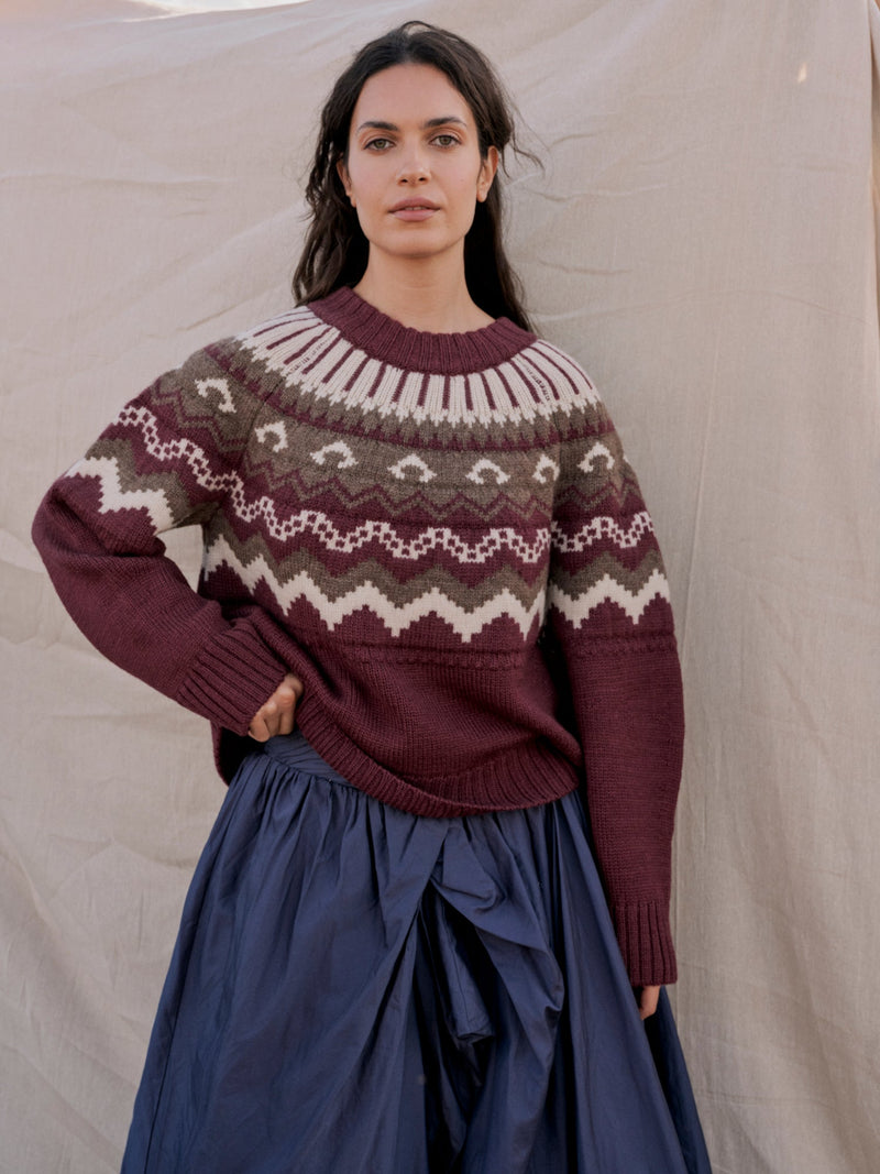 Fleetwood Jumper in Plum with Loam & Ecru