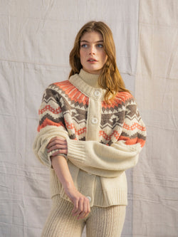 Fleetwood Cardigan in Ecru with Shrimp & Loam