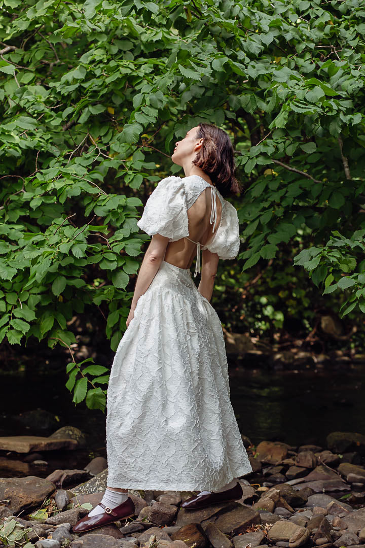 Kate - White Jacquard