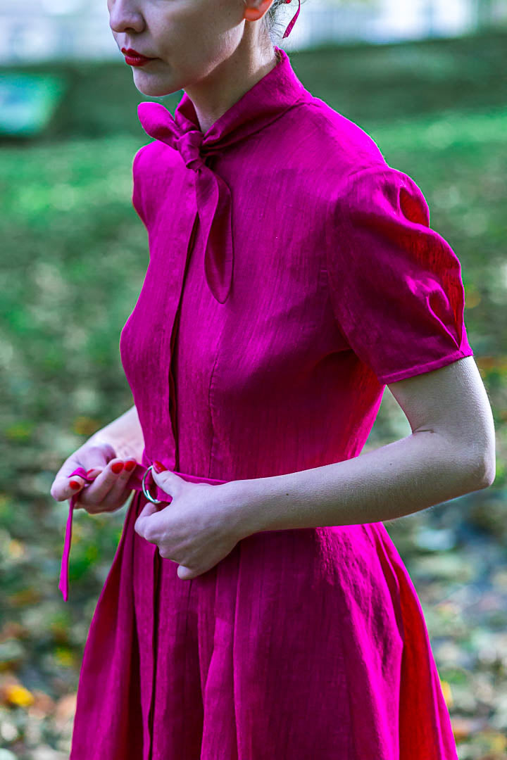 pink dress with bow