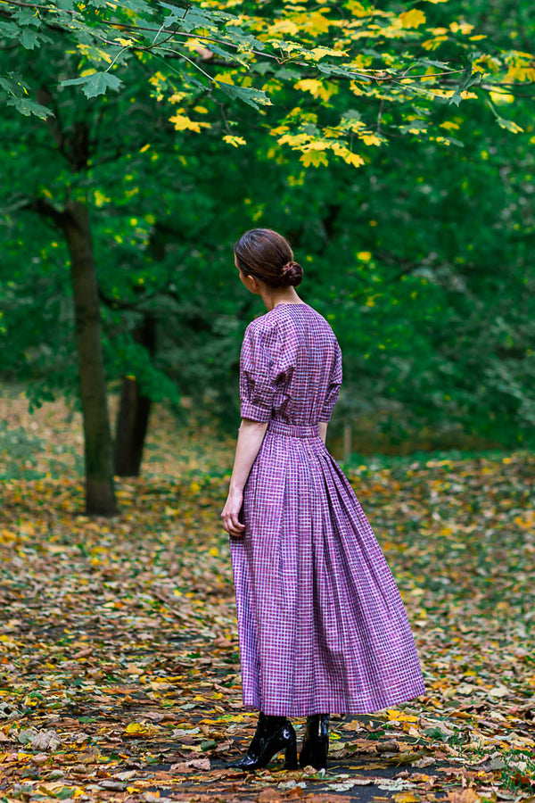 purple check dress