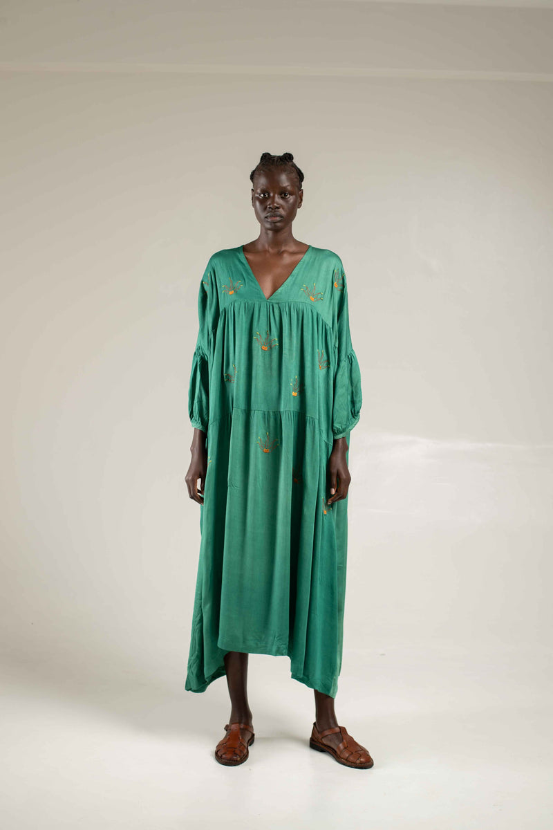 Embroidered Maxi - Emerald