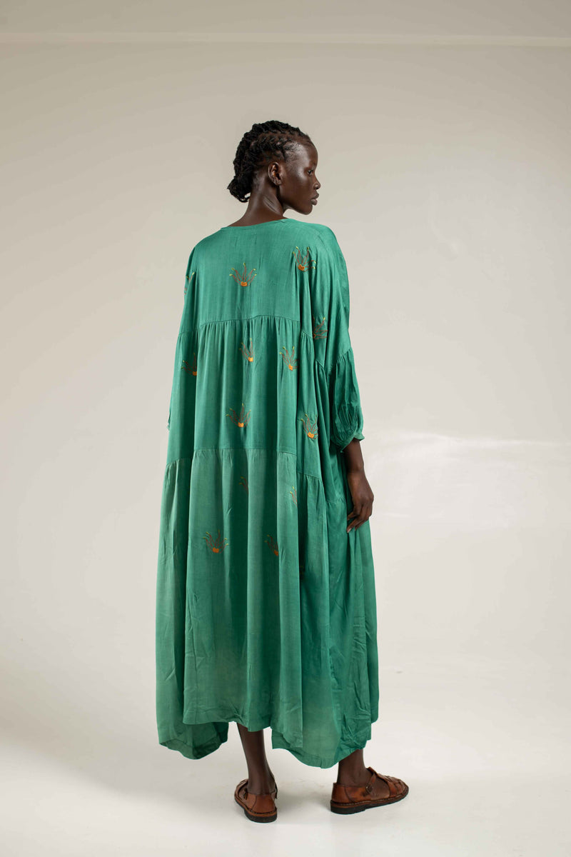 Embroidered Maxi - Emerald