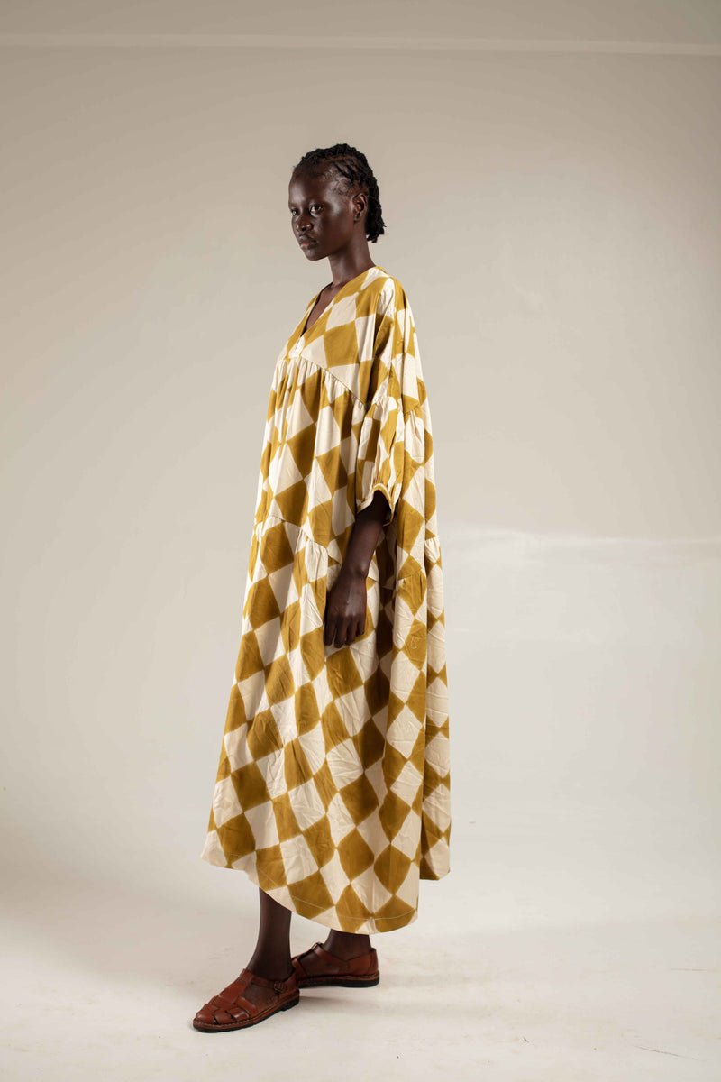 Block print Mustard maxi