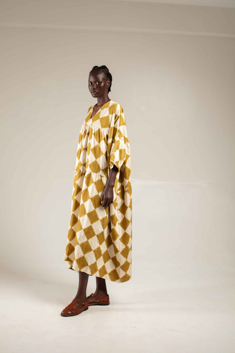 Block print Mustard maxi