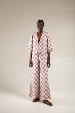 Jumpsuit lilac check