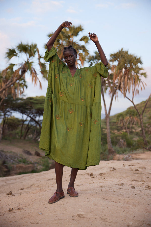 Embroidered Maxi - Olive