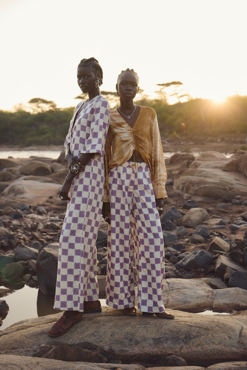 Balloon Trousers lilac check