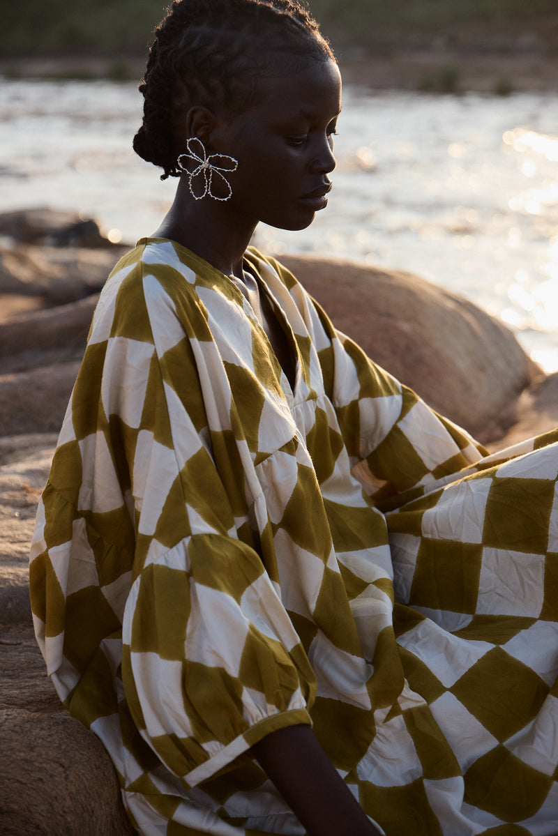 Block print Mustard maxi