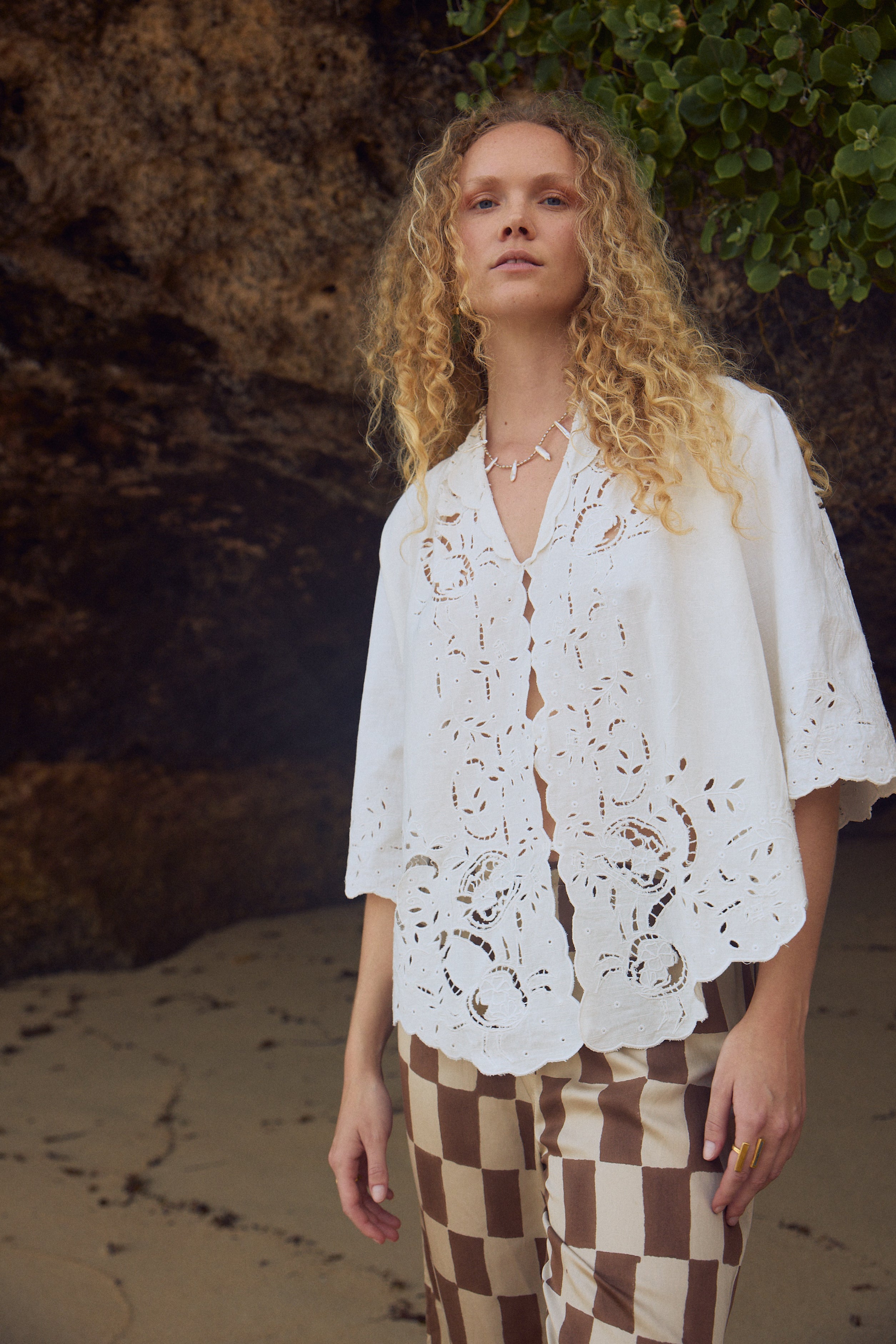Sarabi Shirt - Crab cut out embroidery