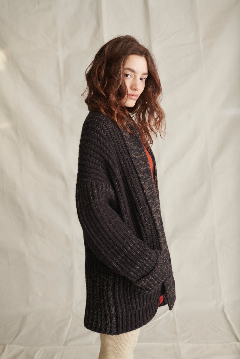 Eccleston Cardigan in Peat & Sloe Mouline