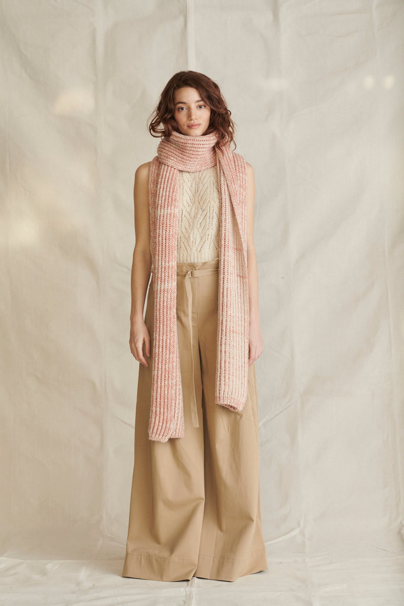 Eccleston Scarf in Ecru & Coral Mouline