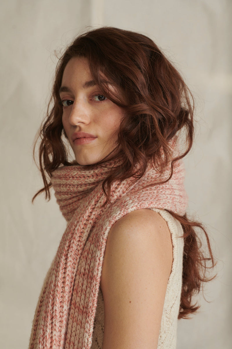 Eccleston Scarf in Ecru & Coral Mouline