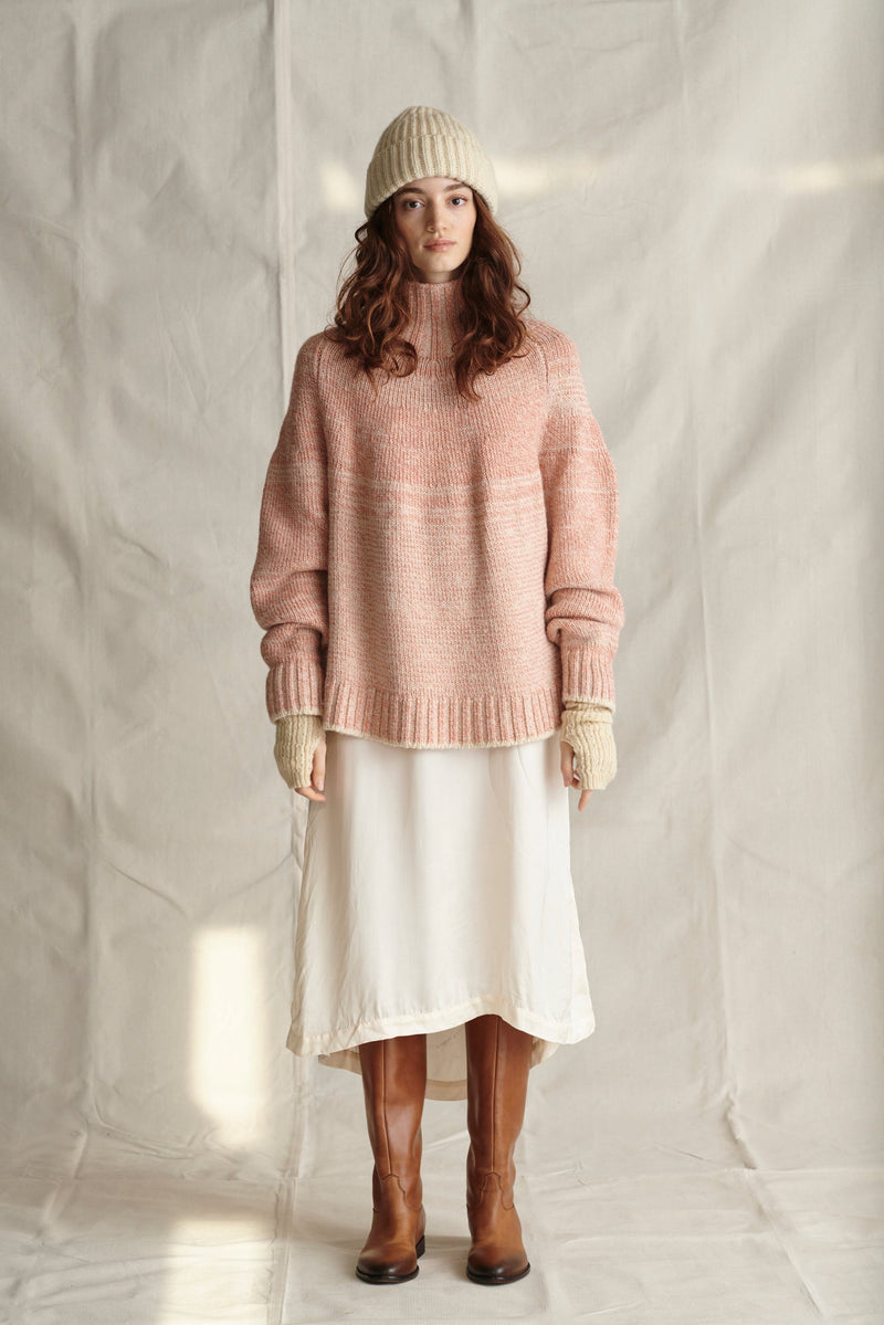 Eccleston Jumper in Ecru & Coral Mouline