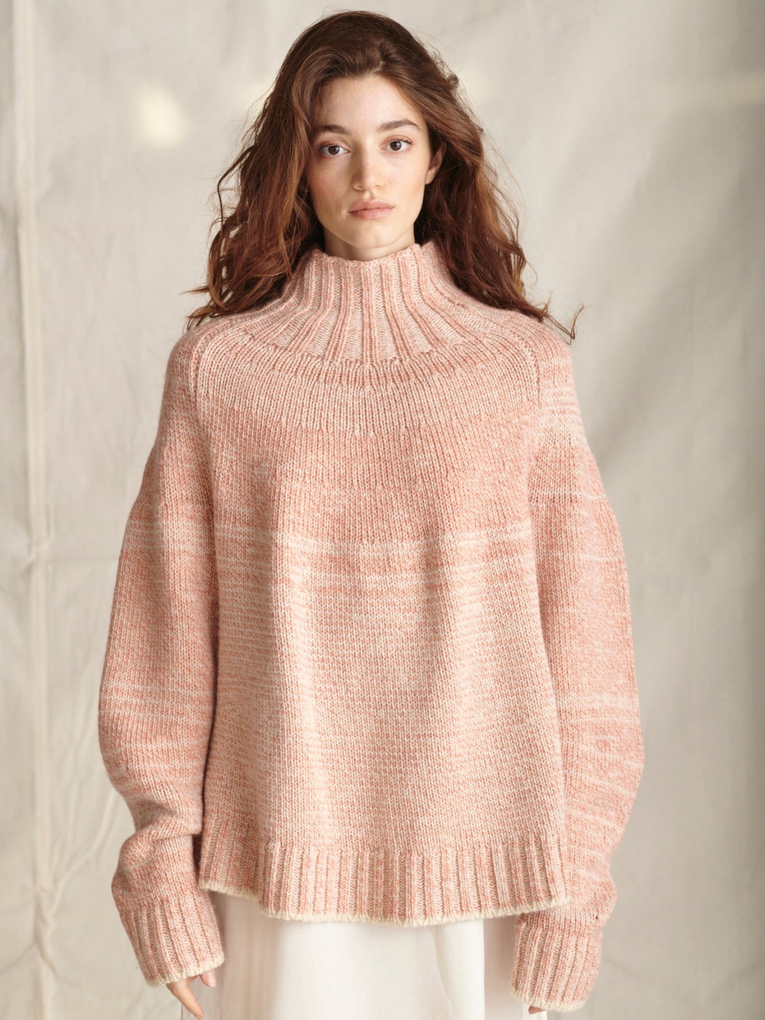 Eccleston Jumper in Ecru & Coral Mouline