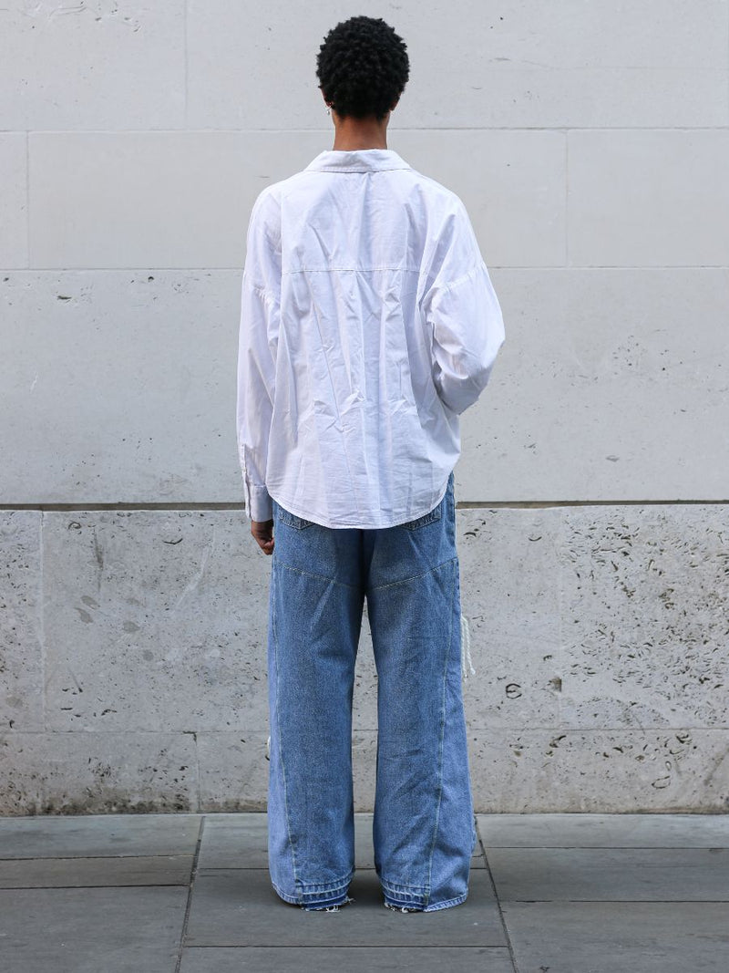 Women's High-Waist Blue Jeans with White Thread | Sustainable | Fanfare
