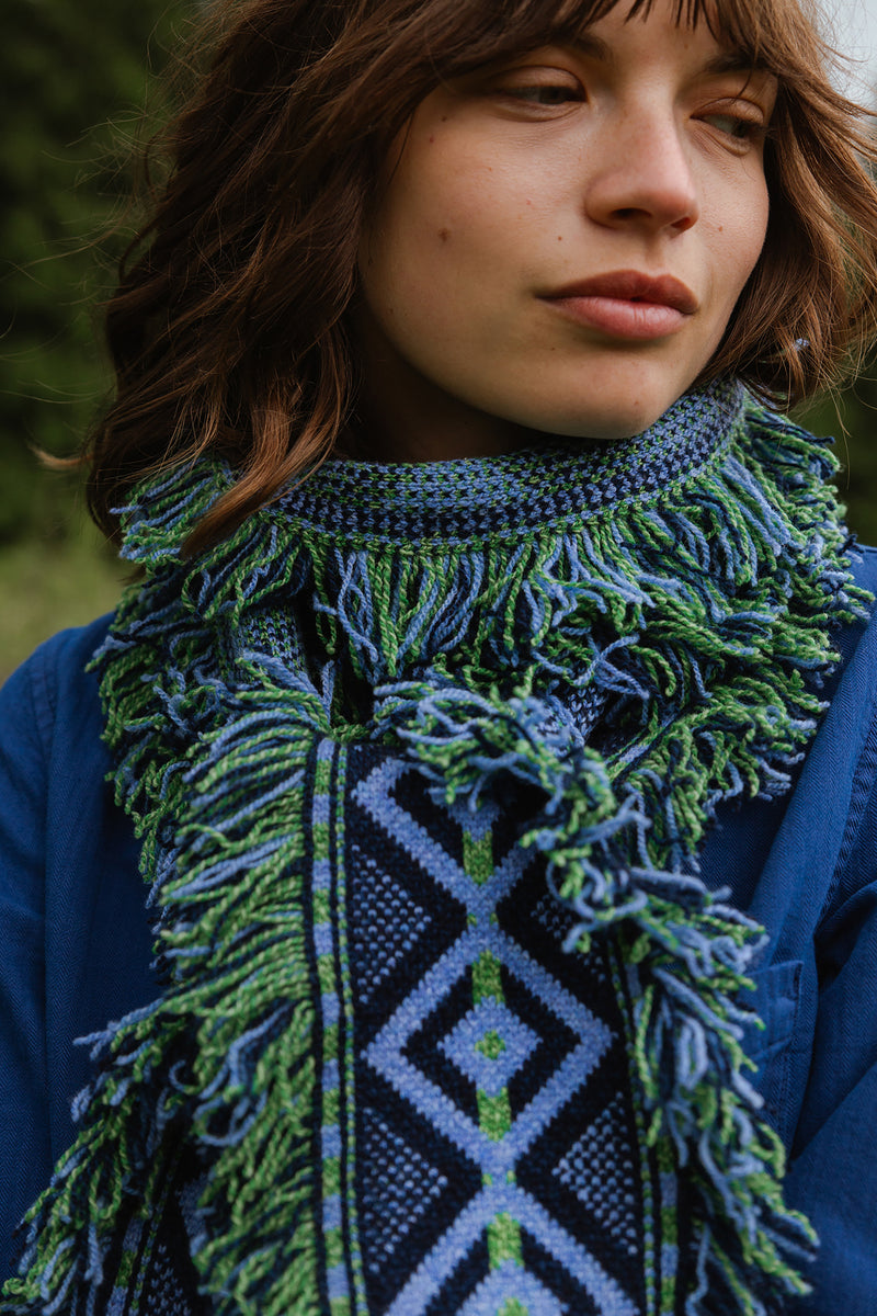 Suedey Fringe scarf – Delphimium