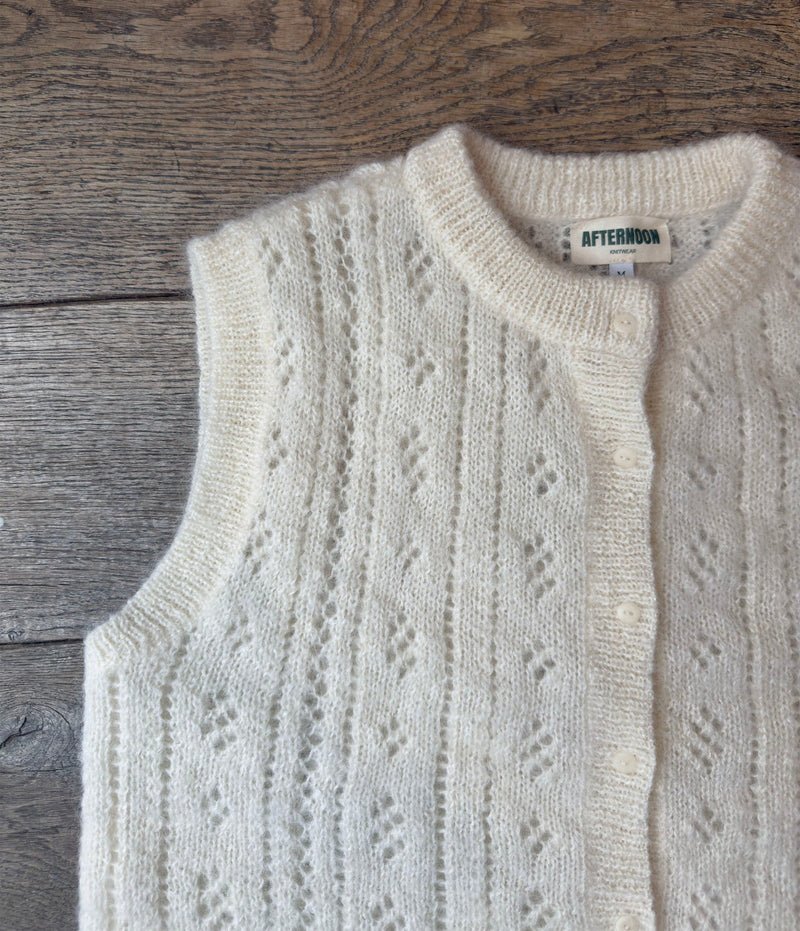 Pointelle Knit Vest - Vanilla