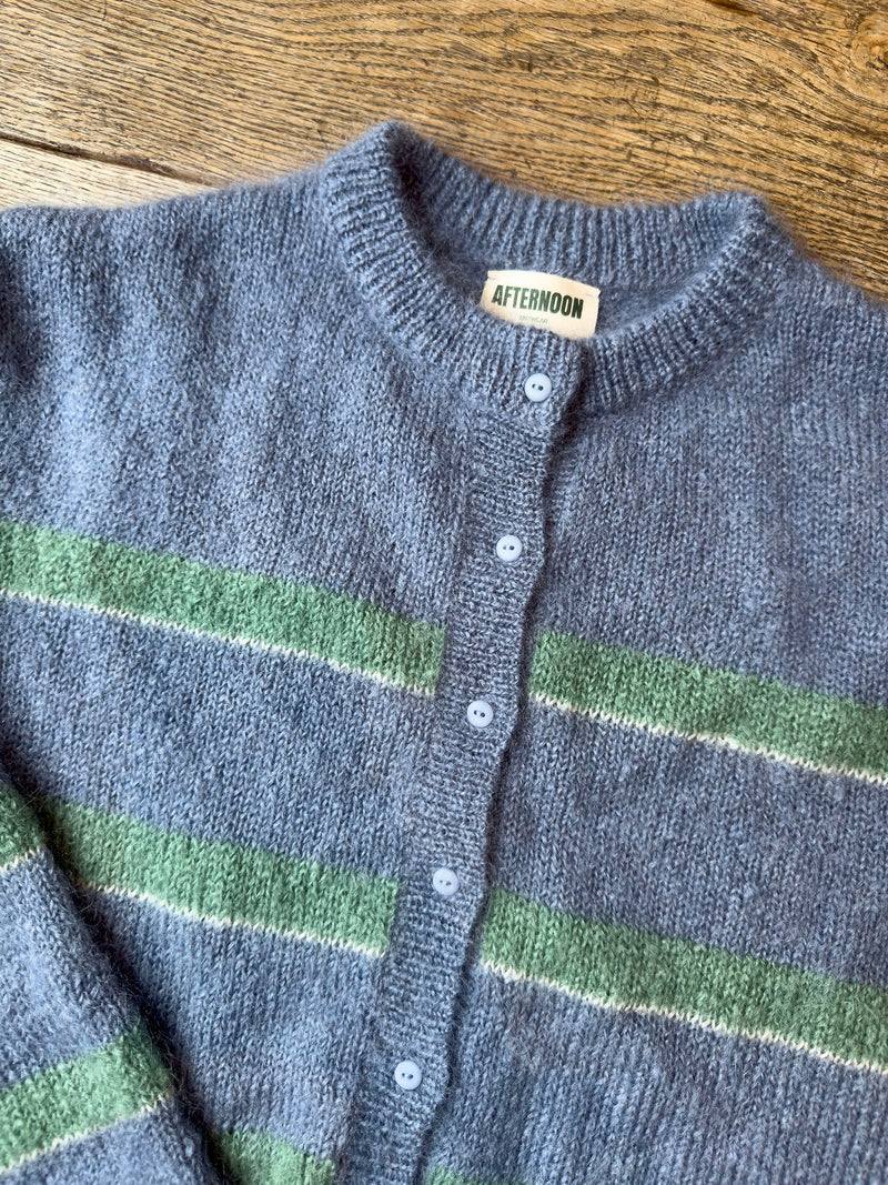 Stripe Cardigan - Soft Blue