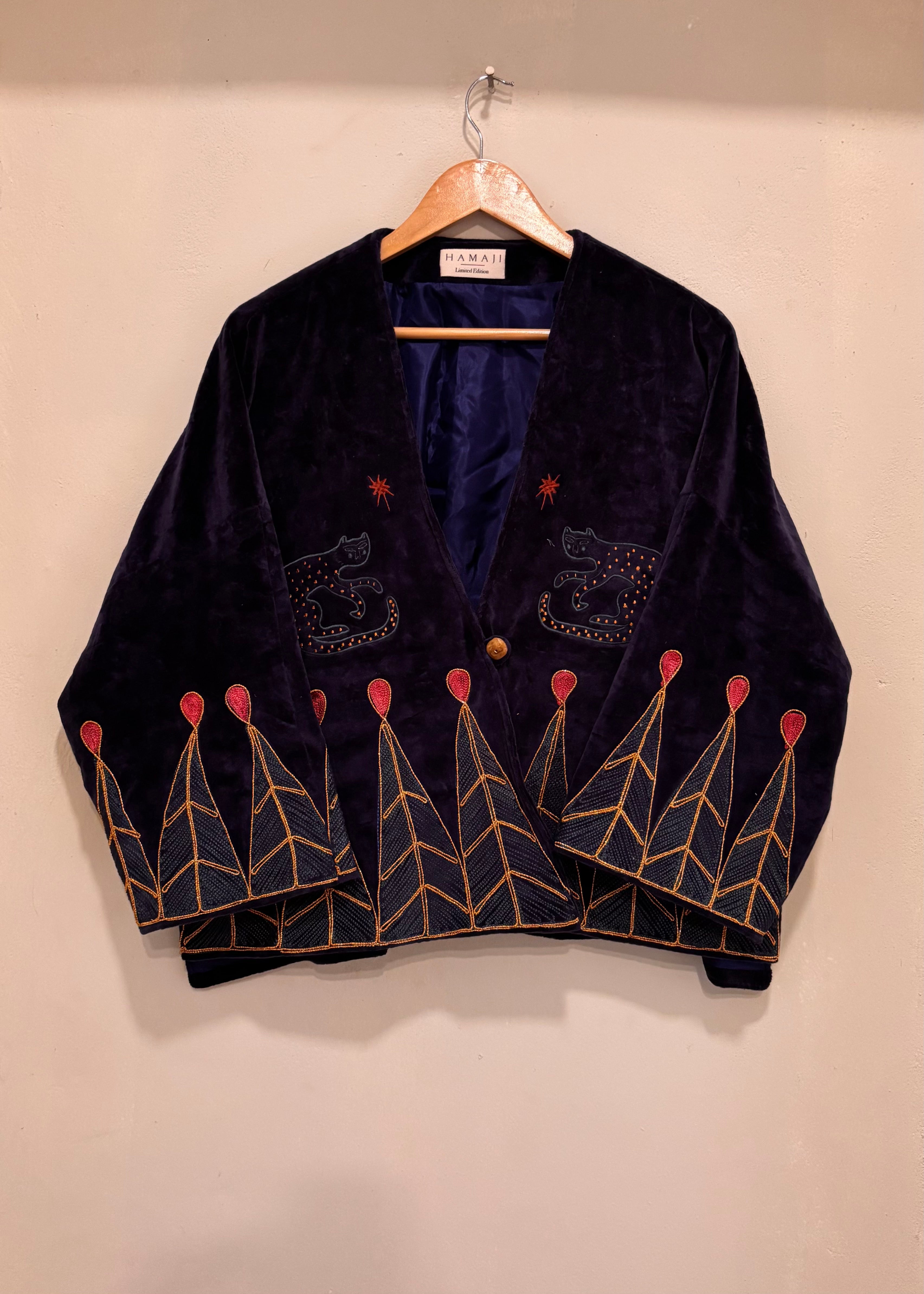 Vintage velvet caracal Jacket - Azure