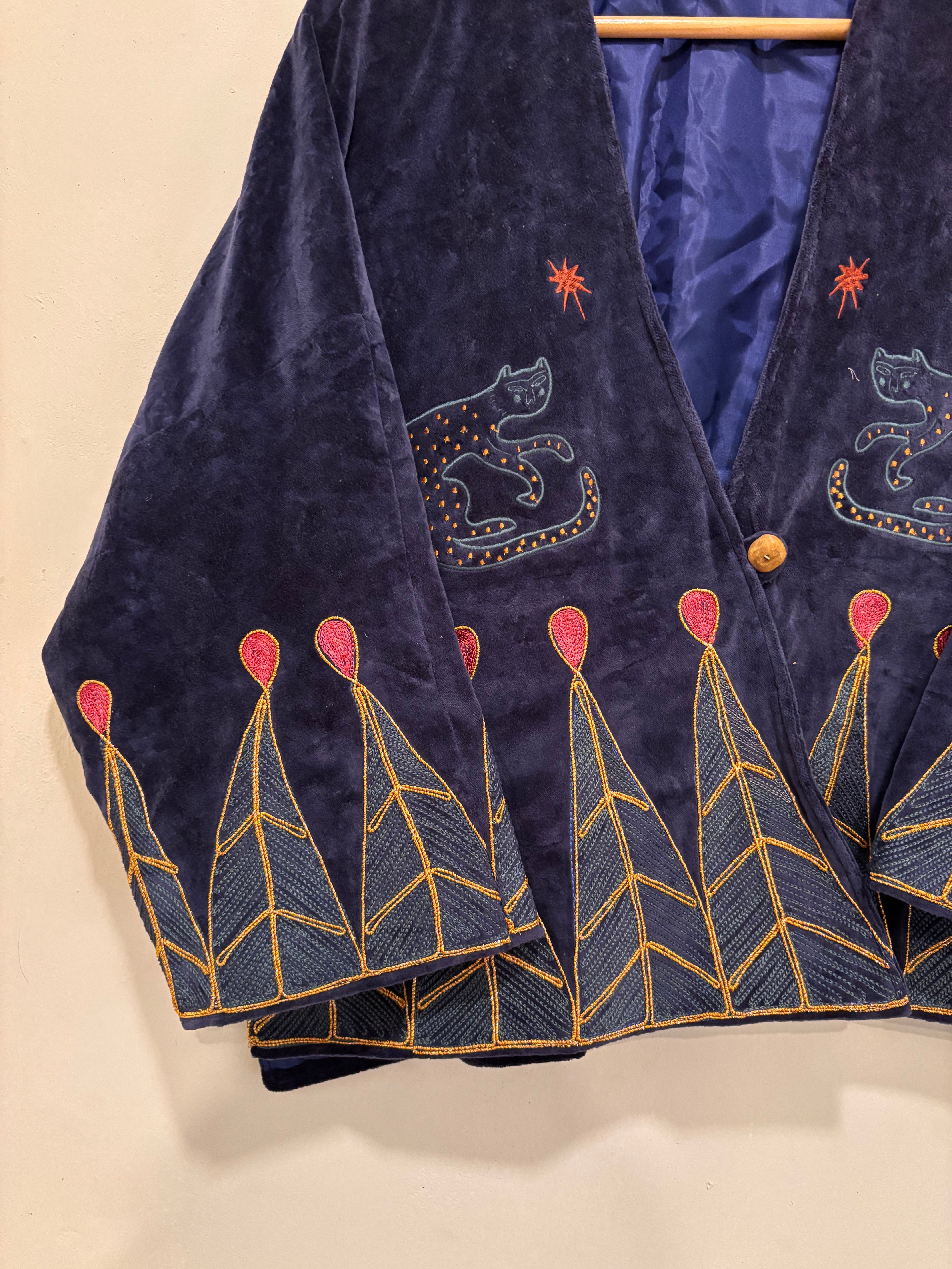 Vintage velvet caracal Jacket - Azure