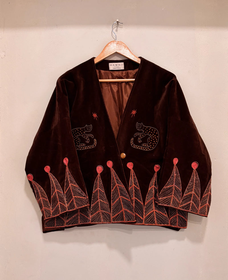 Vintage velvet caracal Jacket - Azure
