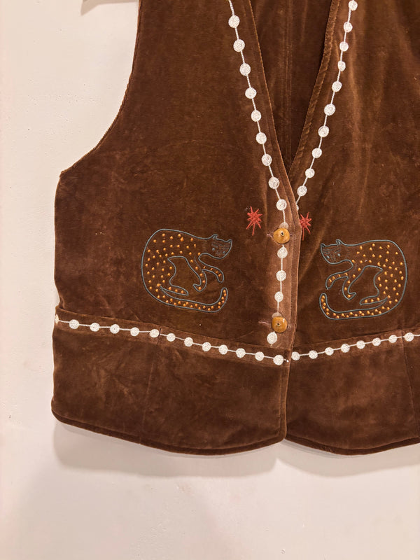 Vintage velvet caracal Vest - Mocha