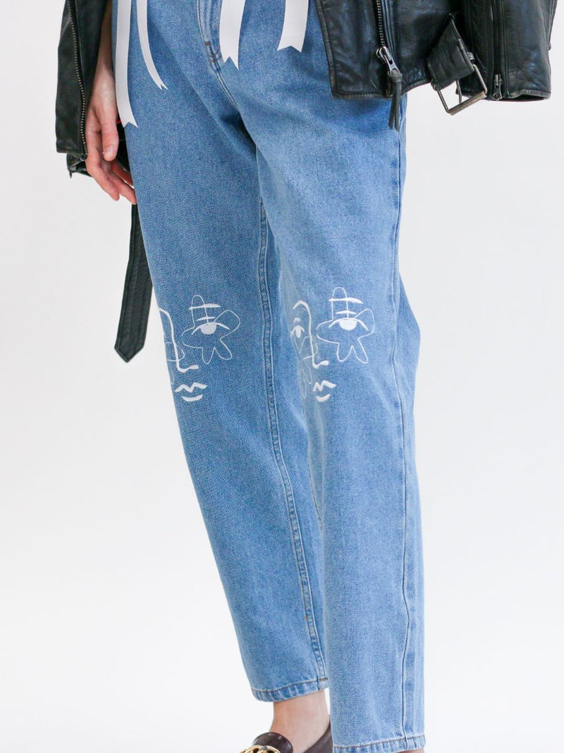 Women's Embroidered Blue Jeans | Sustainable | Fanfare