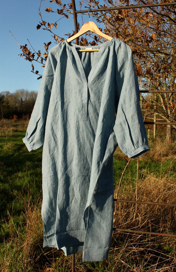 Grace Dress in sky blue linen