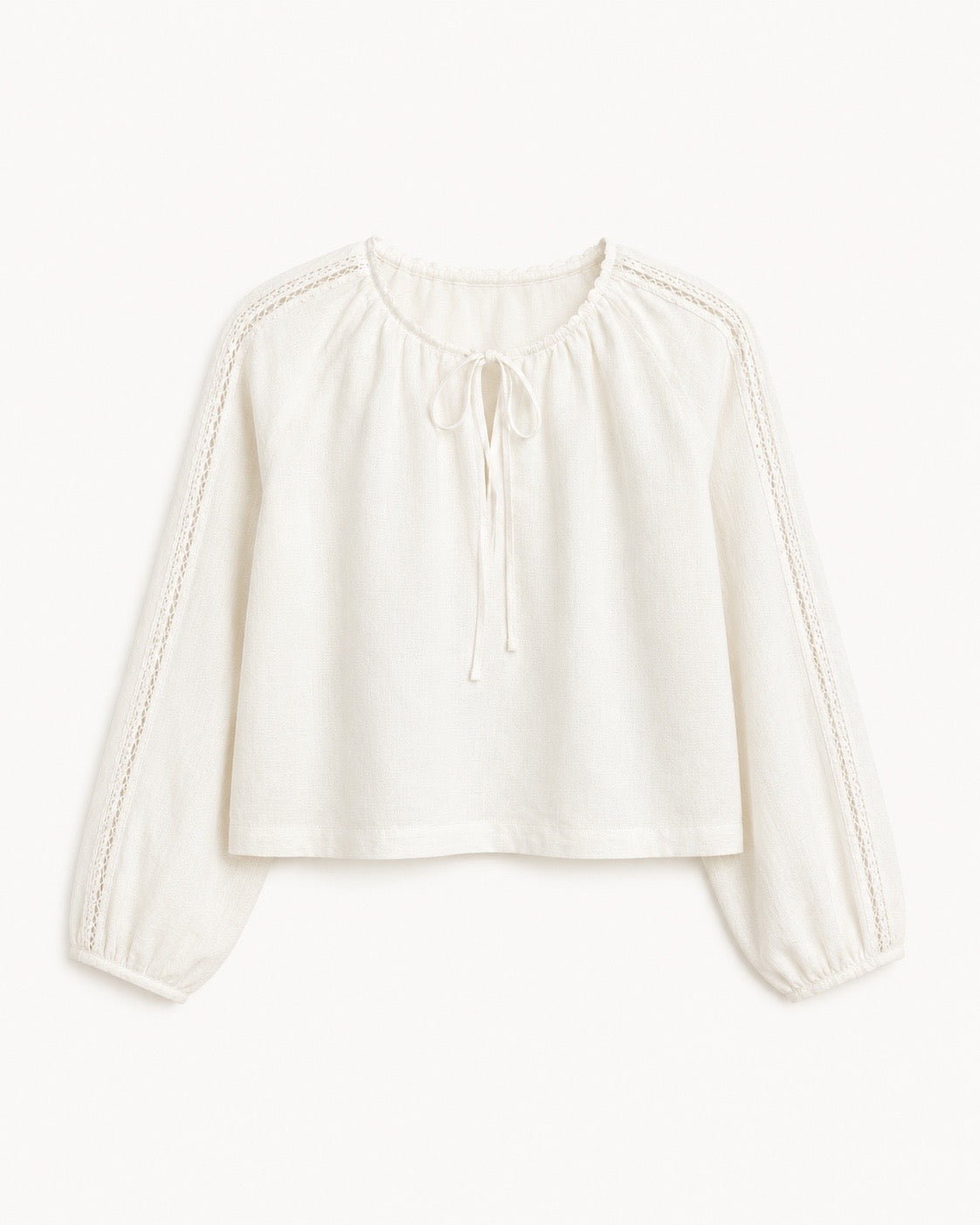 Bramley Blouse in Pearl Linen & English Lace