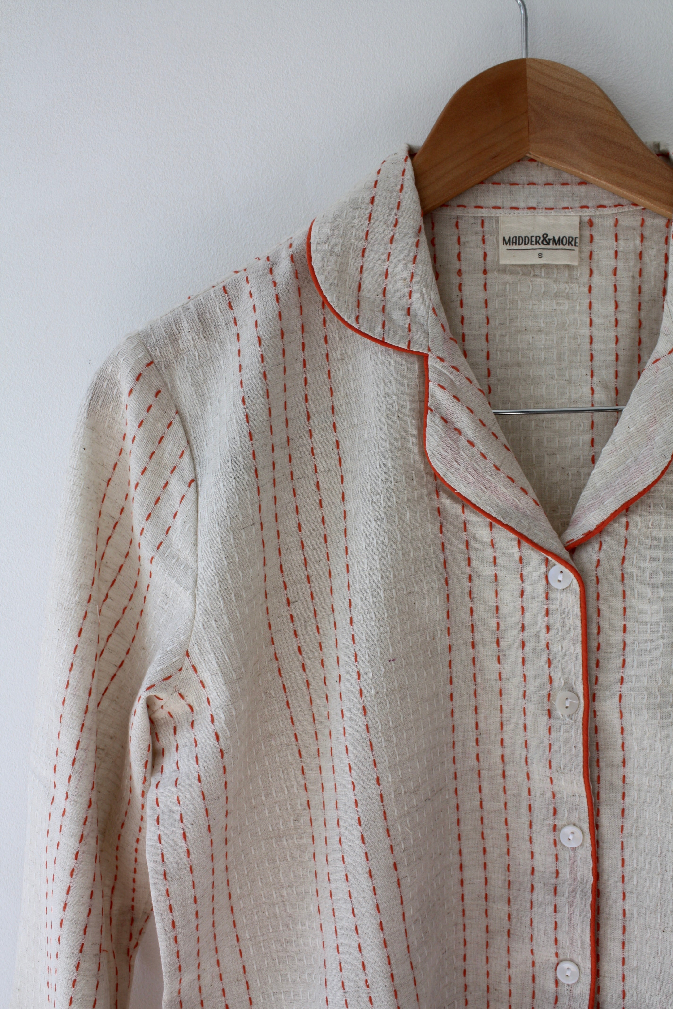 Handwoven Cotton Pyjamas - Orange Stitch