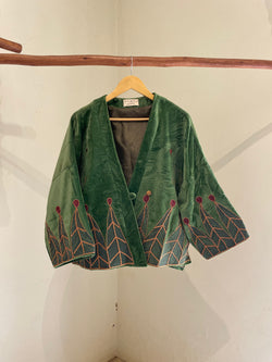 Vintage velvet caracal Jacket - FOREST